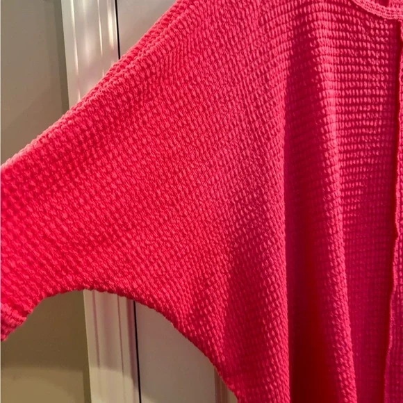 Zenana fuchsia waffle knit top NWOT L/XL - Picture 4 of 7